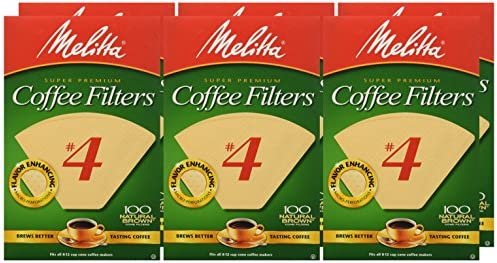 Melitta #4 Cone Coffee Filters, Natural Brown, 100 Count (Pack of 6) 600 Total Filters