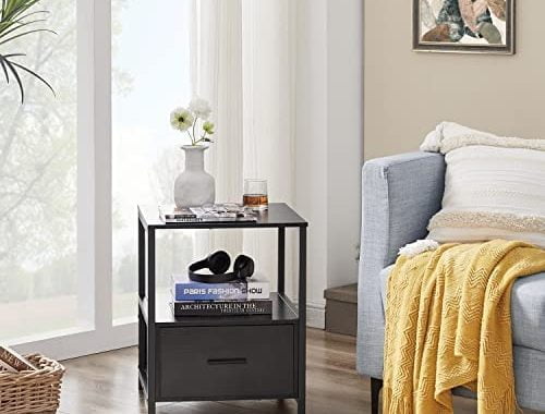 Amazon.com: VECELO Nightstand Set of 2, Modern Square End Side Table, Night Stands with Drawer and S