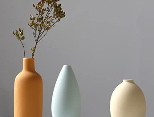 Abbittar Ceramic Vase Set of 3, Minimalistic Style Vases for Rustic Home Decor, Modern Farmhouse Dec