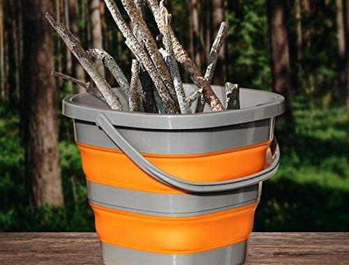2 Pack Collapsible Plastic Bucket with 2.6 Gallon (10L) Each, Foldable Rectangular Tub for House Cle