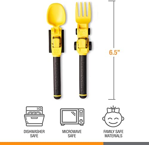 Dinneractive Utensil Set for Kids – Construction Themed Toddler Forks and Spoons, Toddler Utensils –