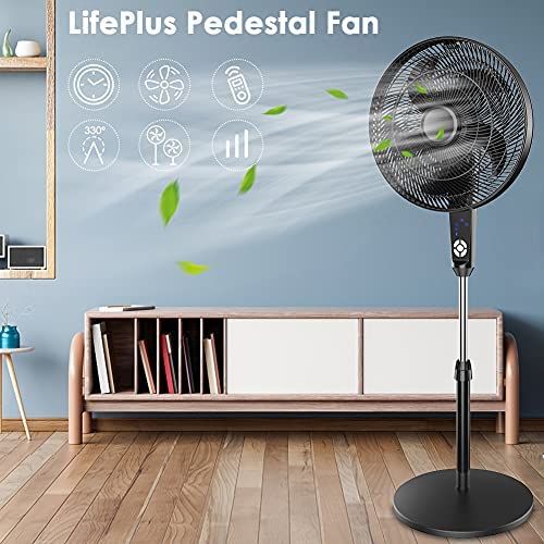 Amazon.com: LifePlus Pedestal Fan, 330° Oscillating Stand Up Fan with Remote Control, Room Fan with