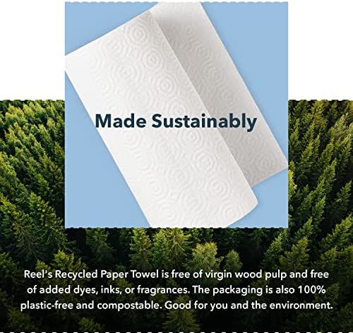 Amazon.com: Reel Premium Recycled Paper Towels- 12 Rolls, 2-Ply Made From Tree-Free, 100% Recycled P