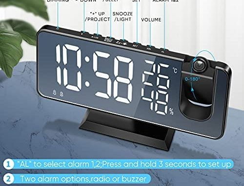 Amazon.com: Newest 2022 Projector Alarm Clock for Bedroom Ceiling, Projection Digital Clock Radio wi
