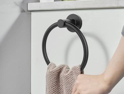 Amazon.com: SetSail Towel Holder for Bathroom Wall Matte Black Towel Ring 304 Stainless Steel Hand T