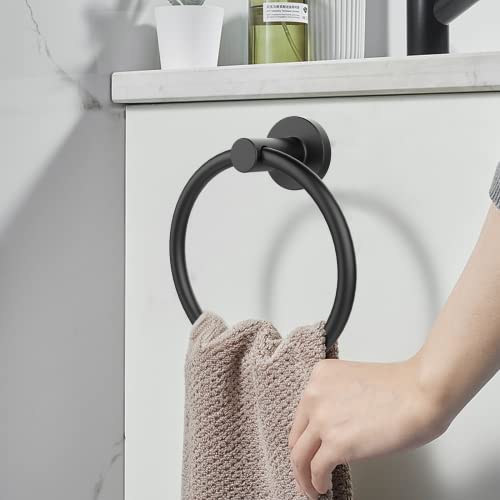 Amazon.com: SetSail Towel Holder for Bathroom Wall Matte Black Towel Ring 304 Stainless Steel Hand T