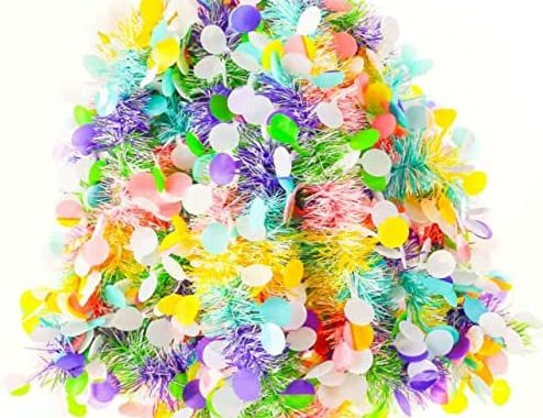 Amazon.com: 33ft Easter Tinsel Garland,Colorful Egg Tinsel Twist Garland with Confetti Spring Hangin