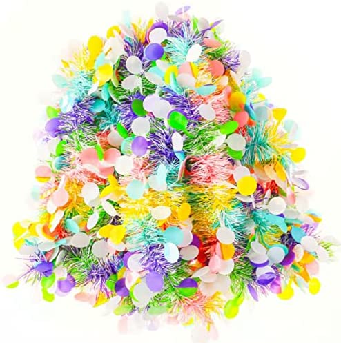 Amazon.com: 33ft Easter Tinsel Garland,Colorful Egg Tinsel Twist Garland with Confetti Spring Hangin