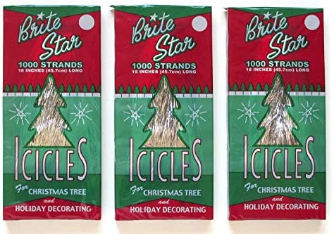 Amazon.com: Brite Star Tinsel Icicles, Silver, 3 Packages, 1000 count each : Home & Kitchen