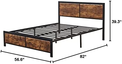 Amazon.com: VECELO Full Platform Bed Frame/Mattress Foundation with Rustic Vintage Wood Headboard, S