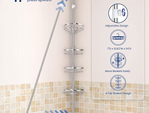 Amazon.com: SEIRIONE Rustproof Shower Corner Caddy Organizer for Bathroom, 4 Adjustable Shelves with
