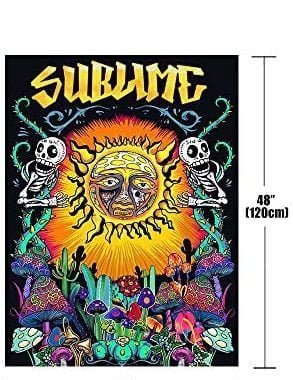 Lifeel Trippy Sublime Sun Tapestry Wall Hanging, Hippie Vertical Colorful Tapestries With Mushroom C