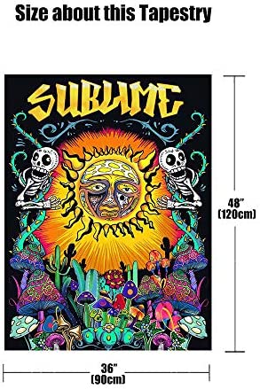 Lifeel Trippy Sublime Sun Tapestry Wall Hanging, Hippie Vertical Colorful Tapestries With Mushroom C