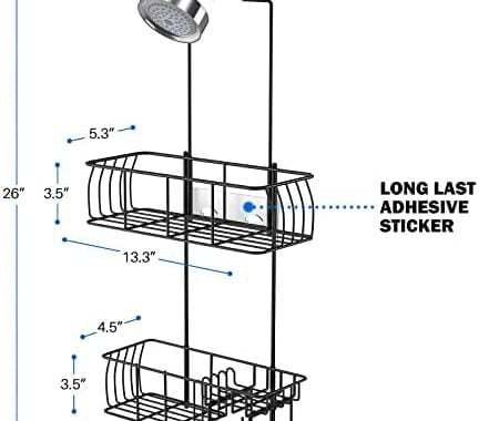 Amazon.com: Epicano Anti-Swing Hanging Shower Caddy, Over Head Shower Caddy Rustproof with hooks for