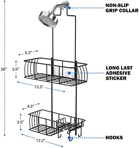 Amazon.com: Epicano Anti-Swing Hanging Shower Caddy, Over Head Shower Caddy Rustproof with hooks for
