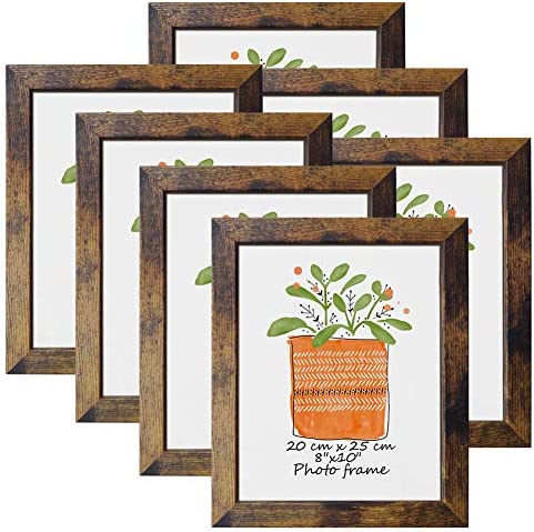 PETAFLOP 8x10 Picture Frame Rustic Brown Frames Fits 8 by 10 Inch Prints Wall Tabletop Display, 7 Pa