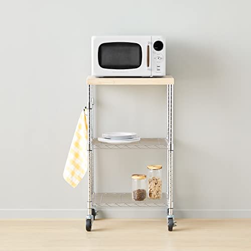 Amazon.com: Amazon Basics Kitchen Storage Microwave Rack Cart on Caster Wheels with Adjustable Shelv