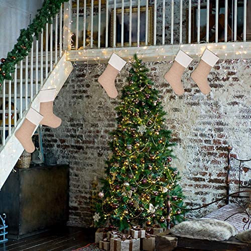 Sunshane Burlap Christmas Stockings Xmas Fireplace Hanging Stockings Decoration Stockings for Christ