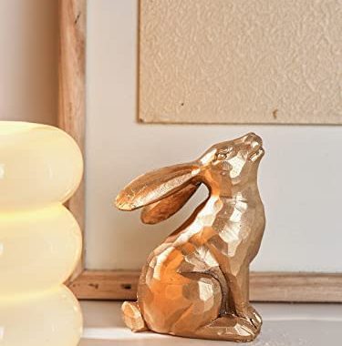 Amazon.com: DN DECONATION Golden Polyresin Bunny Decor Rabbit Figurines, Easter Bunny Statue Set of