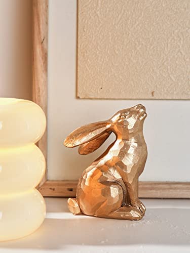 Amazon.com: DN DECONATION Golden Polyresin Bunny Decor Rabbit Figurines, Easter Bunny Statue Set of