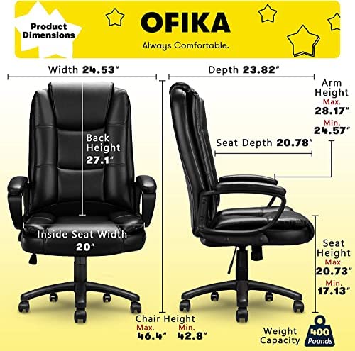 Amazon.com: OFIKA Home Office Chair, Big and Tall Chair Heavy Duty Design, Ergonomic High Back Cushi