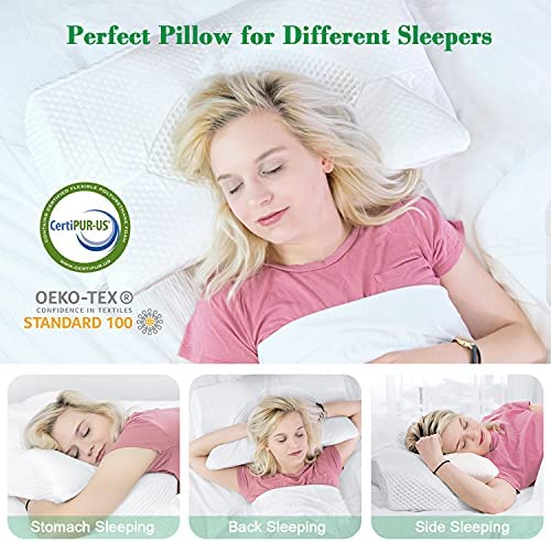Amazon.com: Elviros Cervical Memory Foam Pillow, Contour Pillows for Neck and Shoulder Pain, Ergonom