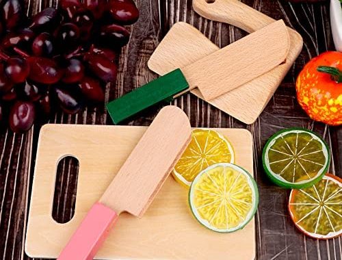 Amazon.com: 4 Pcs Wooden Kids Knives Cooking Utensils for Kitchen Cooking Children's Safe Knives Kid