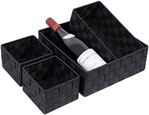 Amazon.com: Posprica Woven Storage Baskets for Organizing, Small Black Baskets Cube Bin Container To