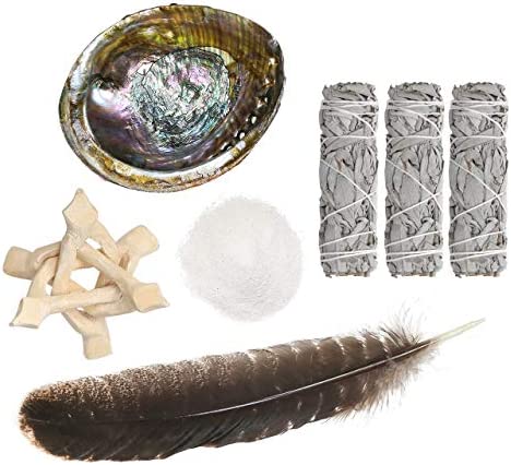 Amazon.com: Sage Smudge Kit - White Sage Smudge Sticks - 4in ~ Abalone Shell 5-6in ~ 2in Tripod Stan