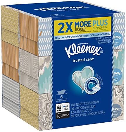 Amazon.com: Kleenex Trusted Care Everyday Facial Tissues, Flat Box, 160 Count (Pack of 6) : Health &