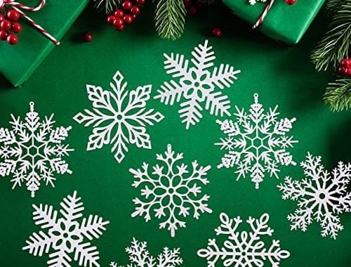 Amazon.com: 12 Pack Large Snowflakes Ornaments 12” Giant Glitter Decorative Hanging Snowflakes Plast