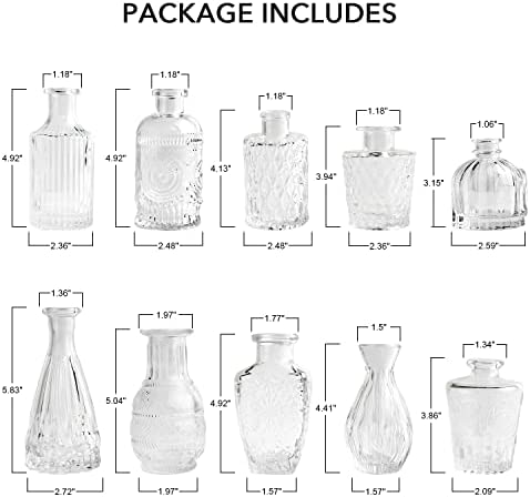 Amazon.com: Glass Bud Vase Set of 10, Bud Vases in Bulk, Small Glass Vases for Flowers, Bud Vases fo