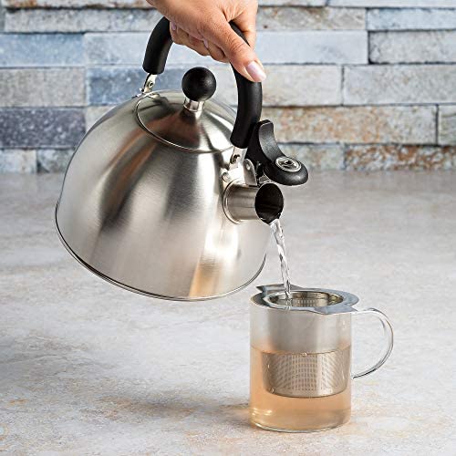 Primula Stewart Whistling Stovetop Tea Kettle Food Grade Stainless Steel, Hot Water Fast to Boil, Co