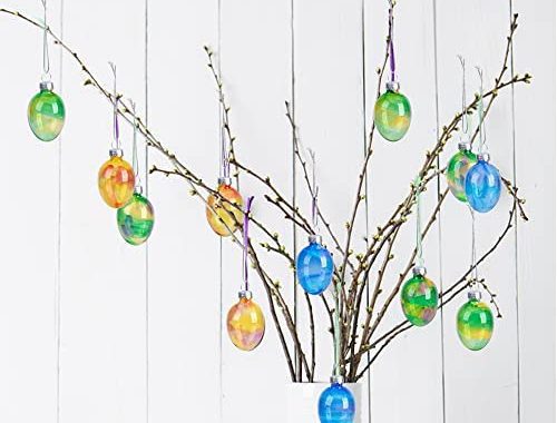 Amazon.com: Watayo 12PCS Glass Easter Egg Ornaments-Hand Painted Stained Glass Egg Easter Tree Ornam