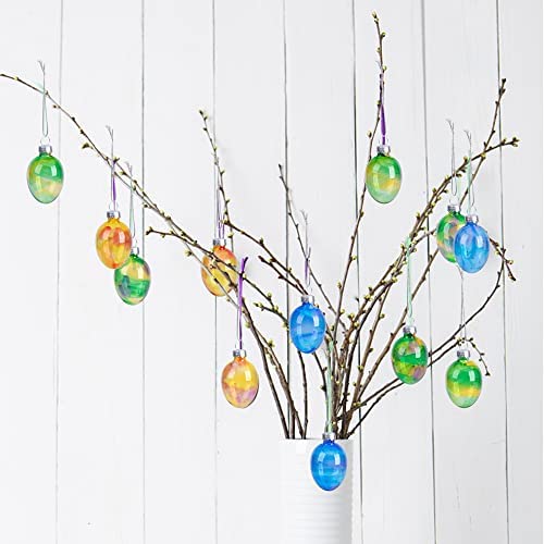 Amazon.com: Watayo 12PCS Glass Easter Egg Ornaments-Hand Painted Stained Glass Egg Easter Tree Ornam