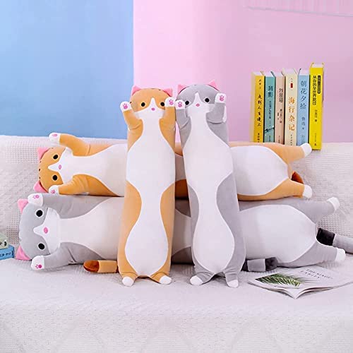 Amazon.com: Cute Cat Plush Long Body Pillow Cuddle Cartoon Stuffed Animals Cat Plushie Soft Doll Pil