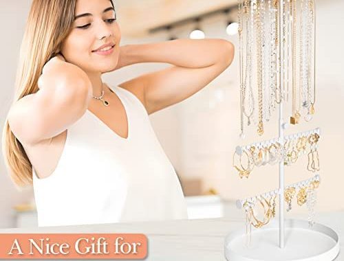 Amazon.com: Jenseits Jewelry Organizer Stand, 3 Tier Necklace Organizer Holder Tree, Adjustable Heig