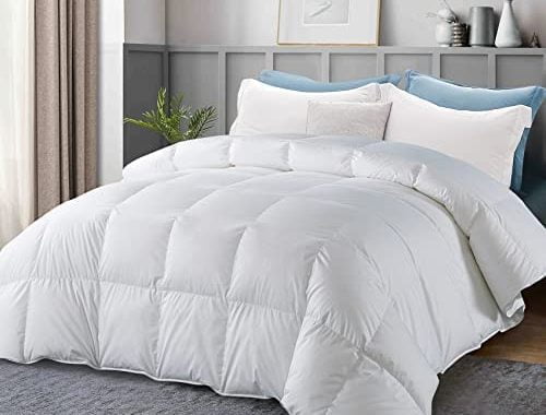 Amazon.com: WhatsBedding Goose Down Comforter - White Queen Size All Season Feather and Down Duvet -