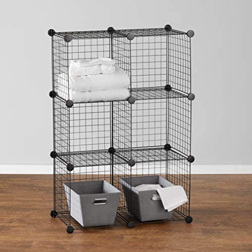 Amazon.com: Amazon Basics 6-Cube Wire Grid Storage Shelves, 14" x 14" Stackable Cubes, Black : Tools