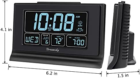 DreamSky Digital Alarm Clock with Battery Backup for Bedroom, Auto Set Clock with USB Charging Ports