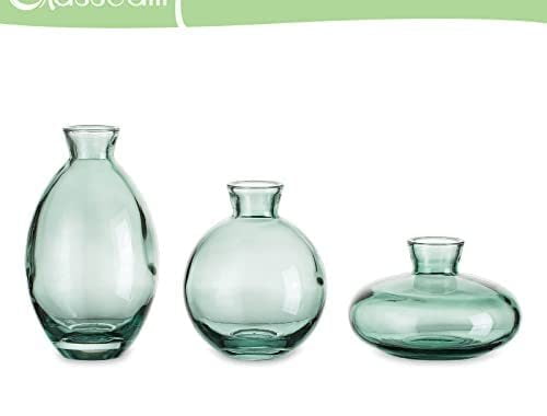 Amazon.com: Glasseam Green Glass Bud Vase, 3Pcs/Set Modern Decorative Small Mini Flowers Vases Short