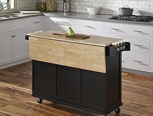Amazon.com: Homestyles Dolly Madison Kitchen Cart with Wood Top and Drop Leaf Breakfast Bar, Rolling