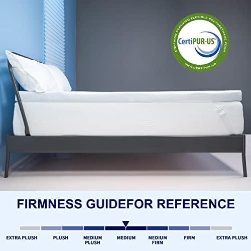subrtex 3 Inch Gel-Infused Memory Foam Bed Mattress Topper High Density Cooling Pad Removable Fitted