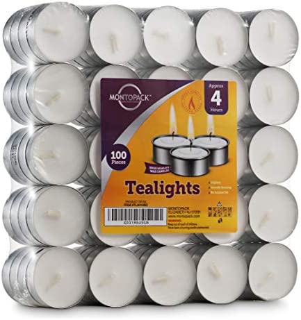 Amazon.com: MontoPack Unscented Tea Lights Candles in Bulk | 100 White, Smokeless, Dripless & Lo