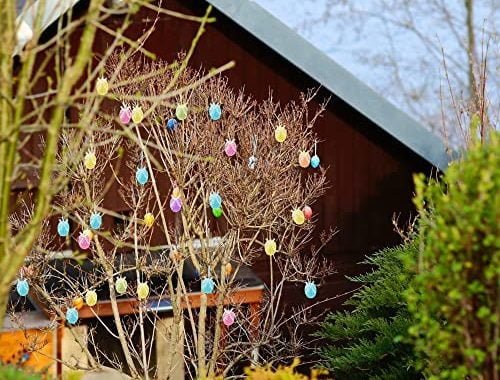 Amazon.com: 30PCS Easter Glitter Hanging Eggs - Colorful Tinsel Easter Egg Ornaments, Spring Foam Ha