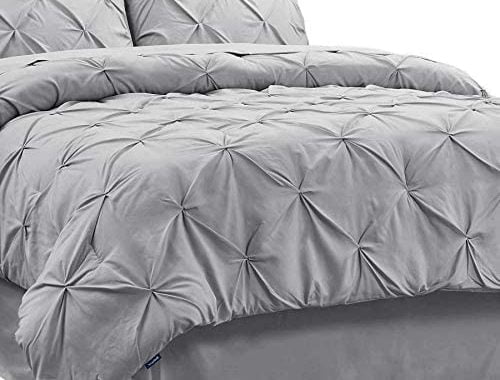 Amazon.com: Bedsure Queen Comforter Set - Bed in a Bag Queen 8 Pieces, Pintuck Bedding Sets Grey Bed