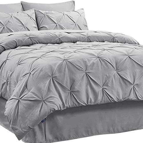 Amazon.com: Bedsure Queen Comforter Set - Bed in a Bag Queen 8 Pieces, Pintuck Bedding Sets Grey Bed