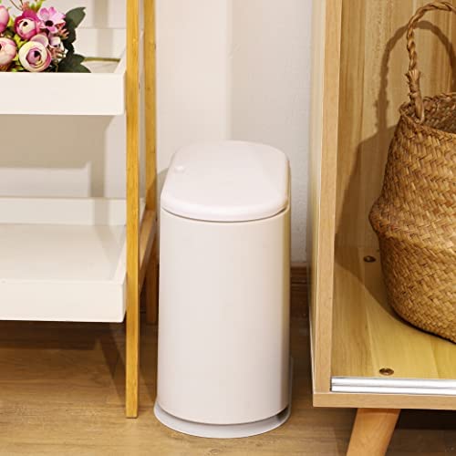 Cq acrylic 8L Slim Plastic Trash Can 2.1 Gallon Small Narrow Garbage Can with Press Top Lid,Dog Proo