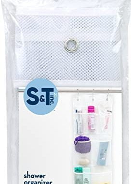 S&T INC. Shower Organizer with Quick Drying Mesh, Bathroom Caddy Organizer with 7 Pockets to Hol