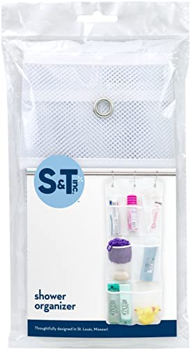 S&T INC. Shower Organizer with Quick Drying Mesh, Bathroom Caddy Organizer with 7 Pockets to Hol